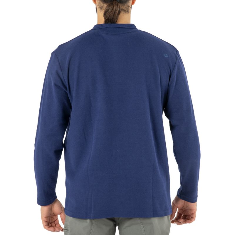 Polera Quebec Pique Manga Larga Azul