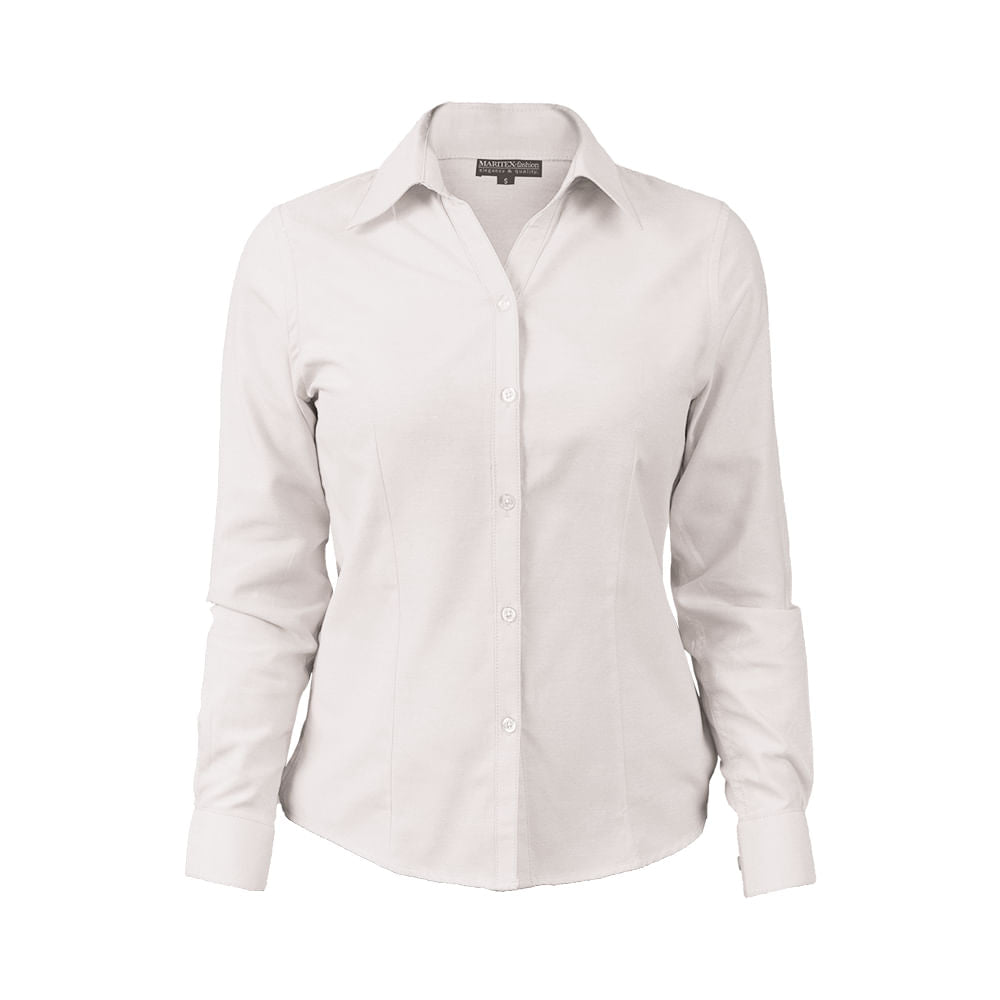 Blusa Maritex Oxford Mtx Manga Larga Blanca