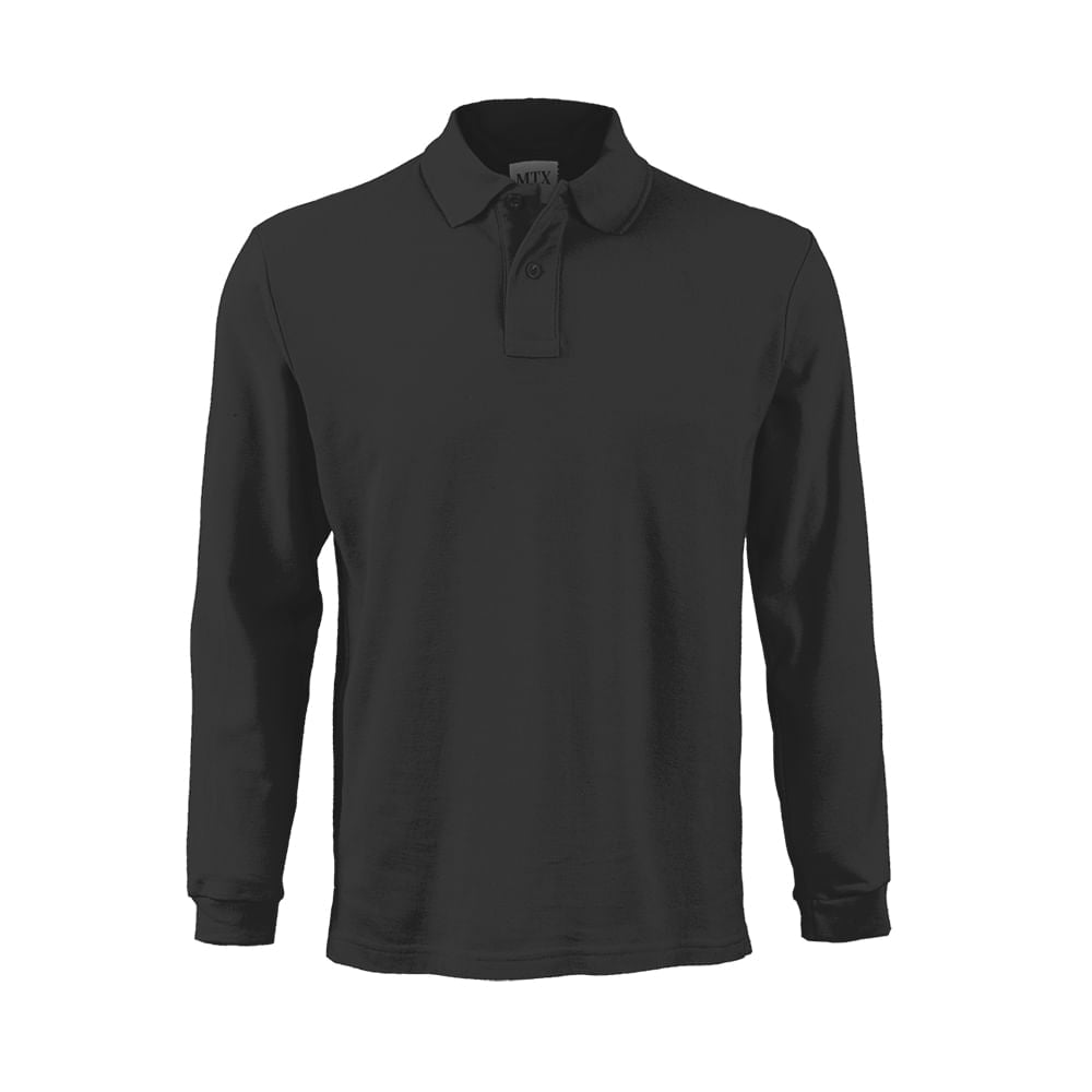 Polera Maritex Pique Manga Larga Mtx Negro