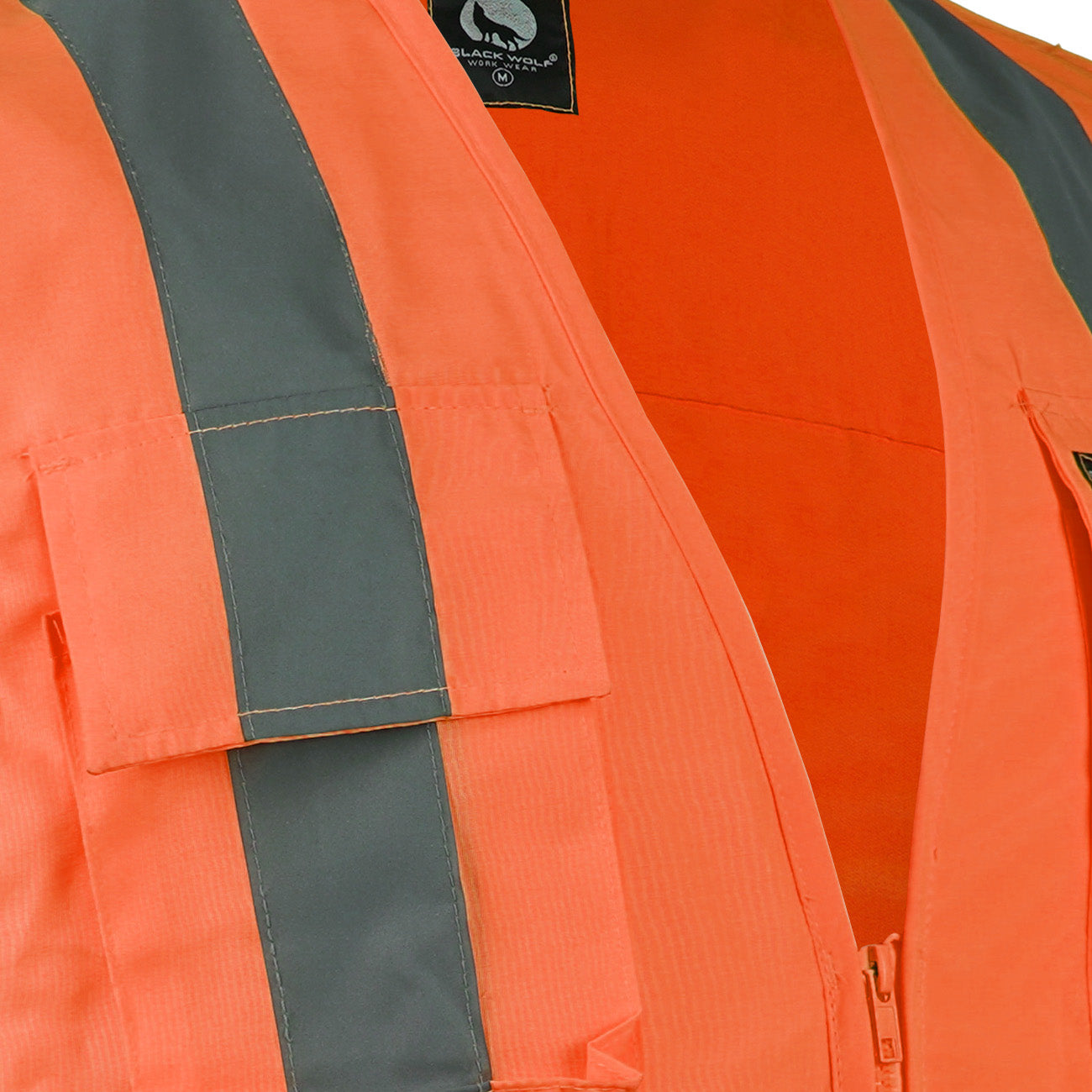 Chaleco Geólogo Black Wolf Poplin Cinta 360° Naranjo Fluor