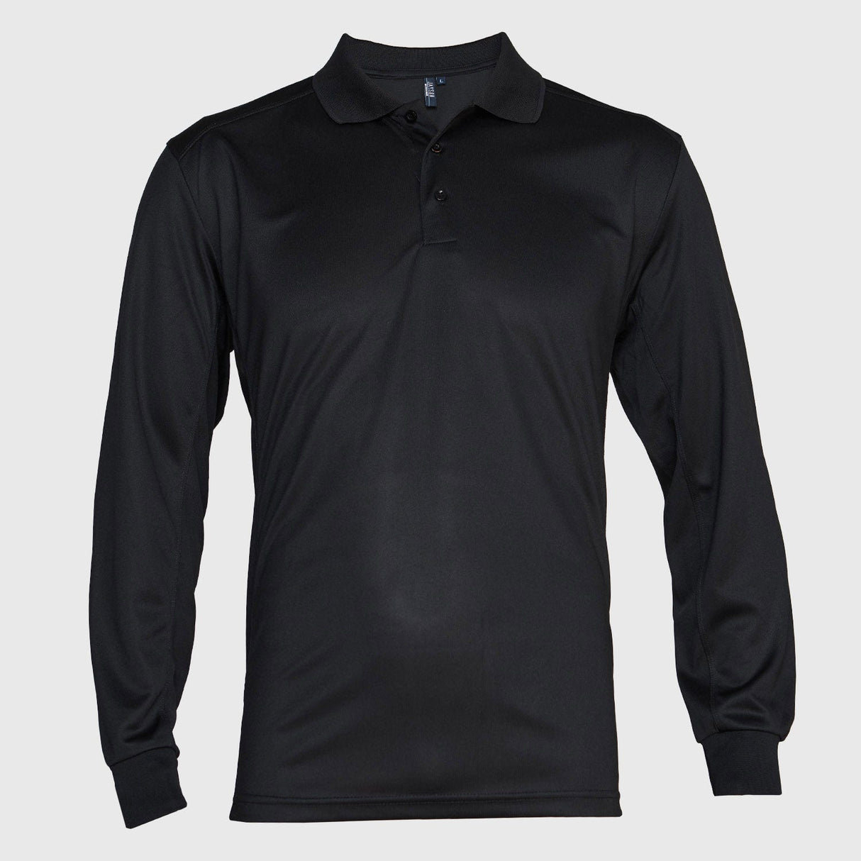 Polera Jayson Dry Fit Cuello Camisero Manga Larga Negro