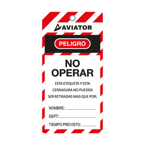Tarjeta de Bloqueo Aviator No Operar (25 unid)