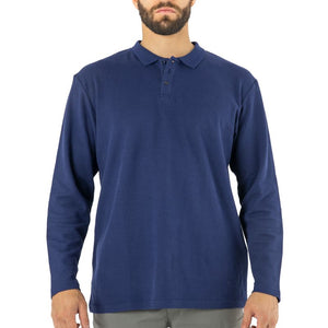 Polera Quebec Pique Manga Larga Azul