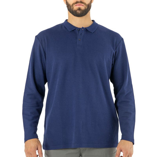 Polera Quebec Pique Manga Larga Azul