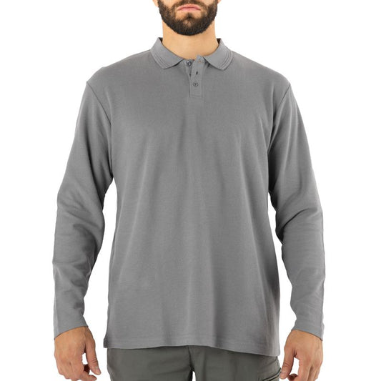 Polera Quebec Pique Manga Larga Gris