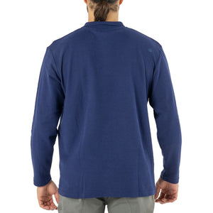 Polera Quebec Pique Manga Larga Azul