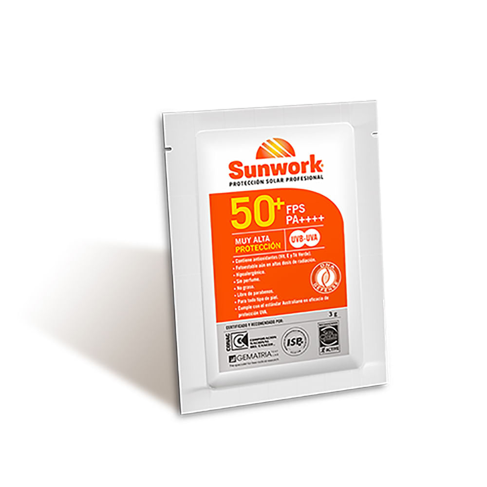 Bloqueador Solar Sunwork Fps 50+ Sachet 3 grs - 3 grs