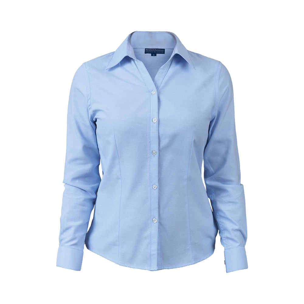 Blusa Maritex Oxford Mtx Manga Larga Celeste - S