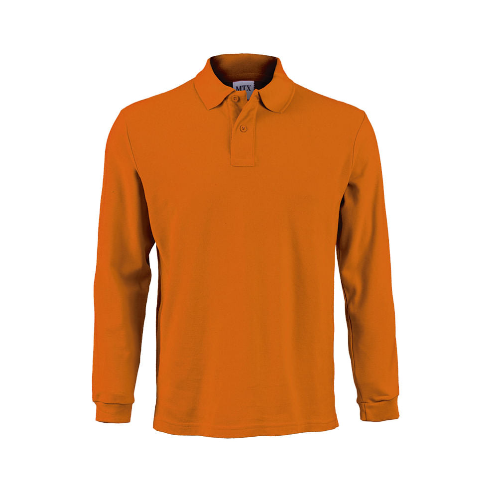 Polera Maritex Pique Manga Larga Mtx Naranjo