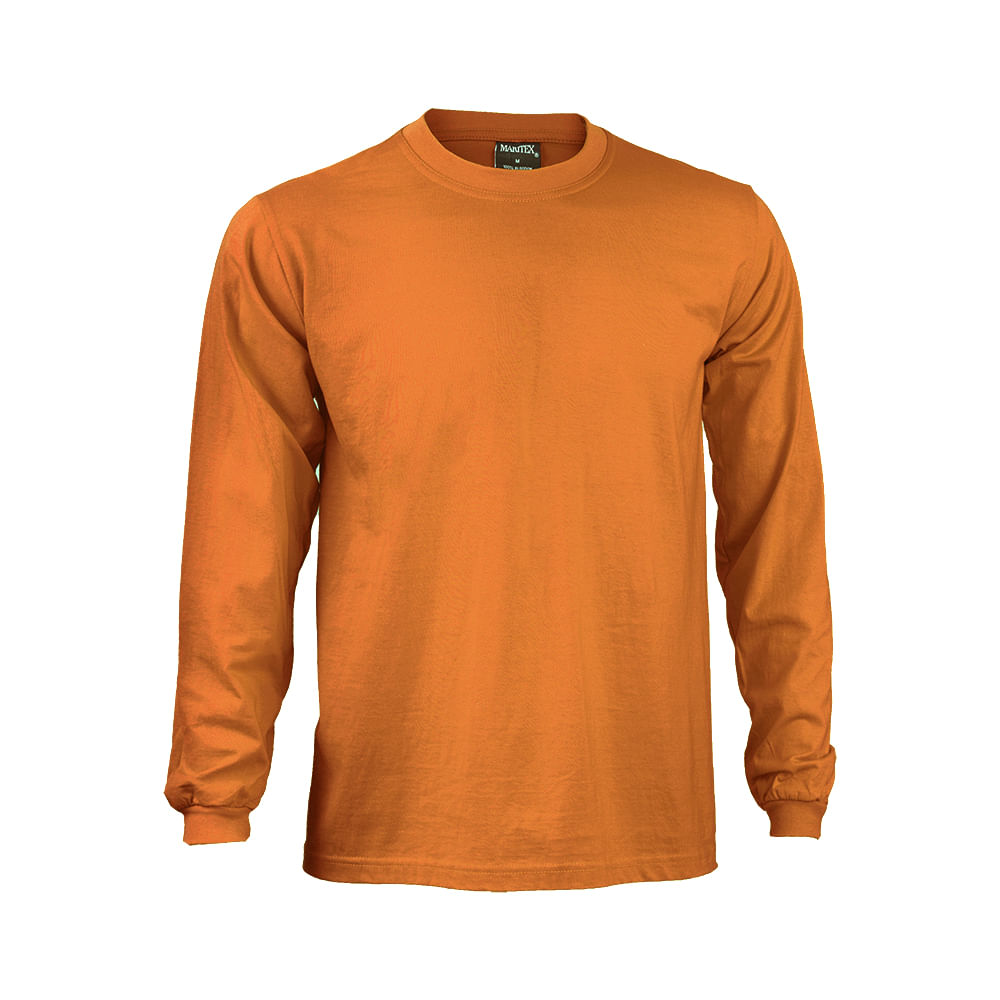 Polera Maritex Polo Manga Larga Mtx Naranaja