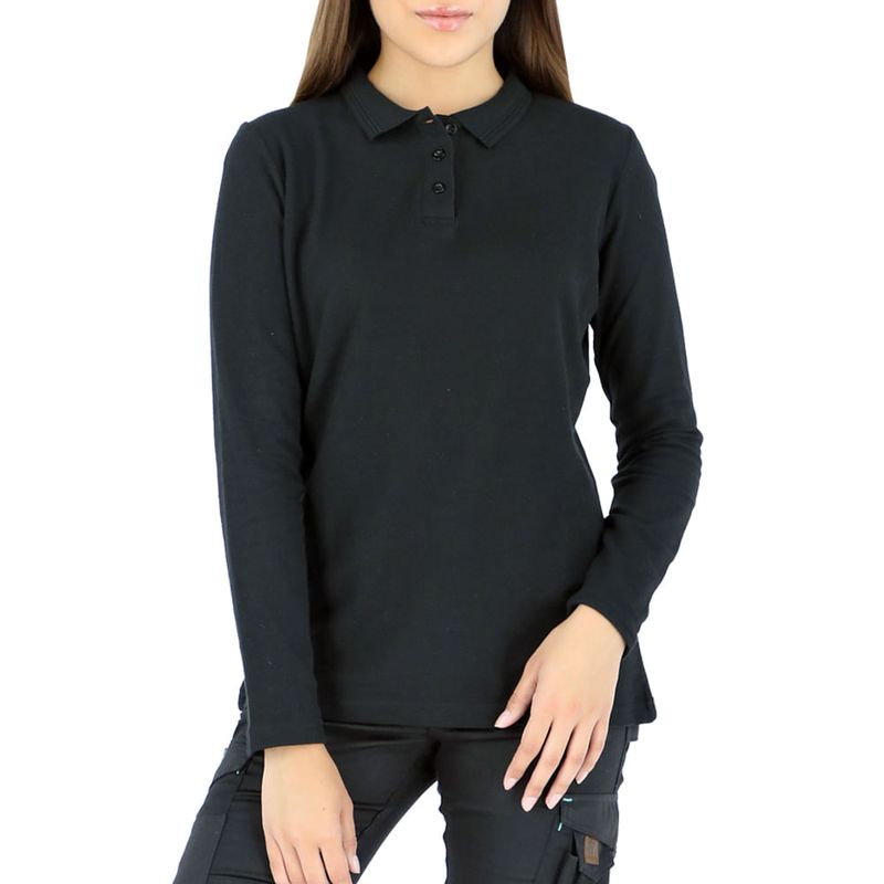 Polera Quebec Cooldry Manga Larga Mujer Negra