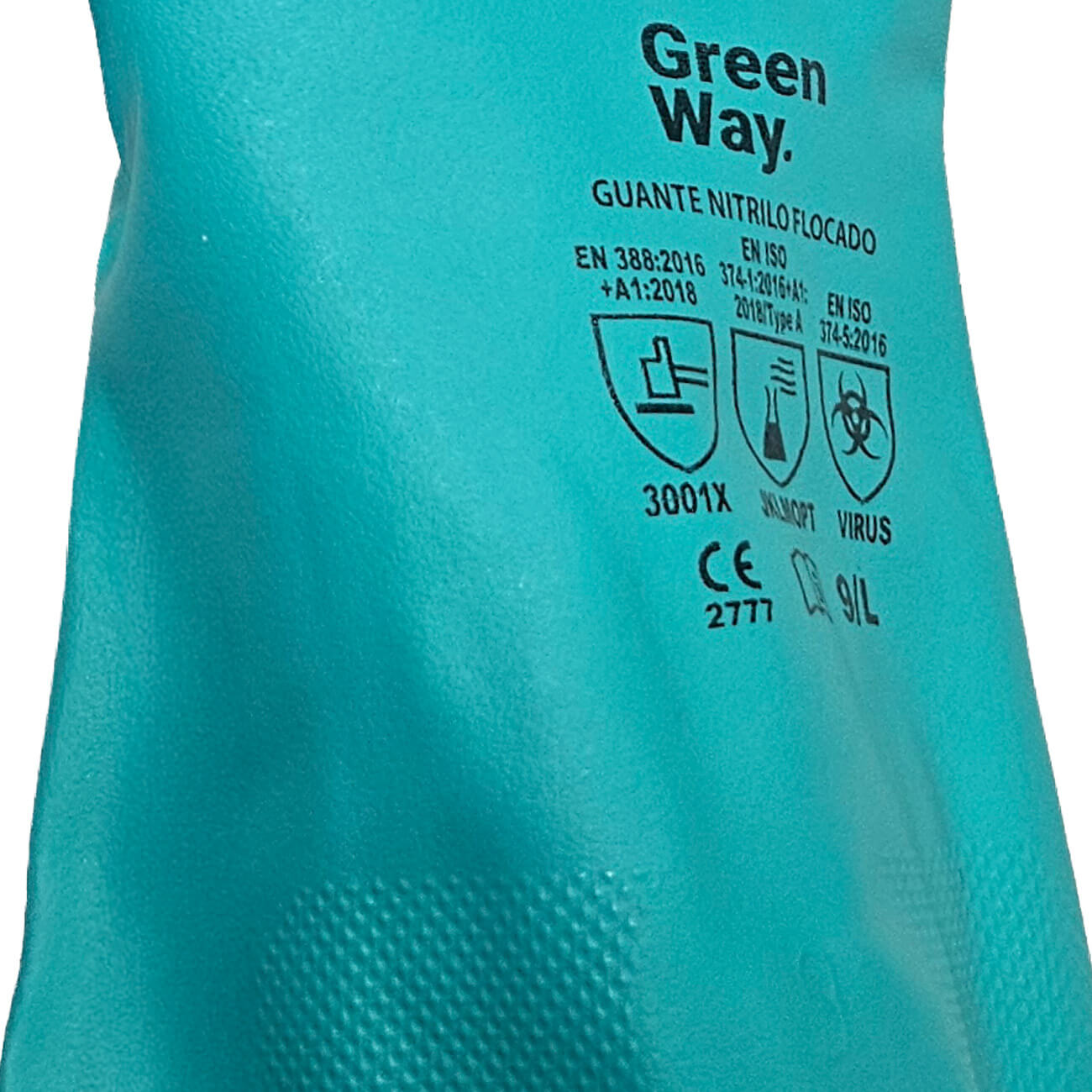 Guante de Nitrilo Flocado de 14” Greenway