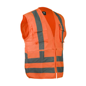 Chaleco Geólogo Black Wolf Poplin Cinta 360° Naranjo Fluor