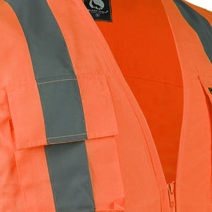 Chaleco Geólogo Black Wolf Poplin Cinta 360° Naranjo Fluor