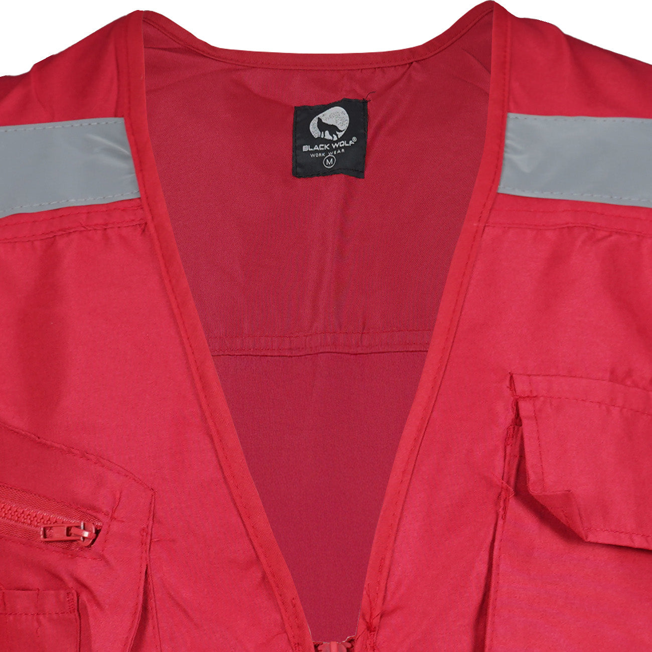Chaleco de seguridad Black Wolf Geologo Poplin con Reflectante Rojo