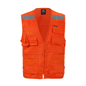 Chaleco Geólogo Black Wolf Gabardina con Reflectante Naranjo