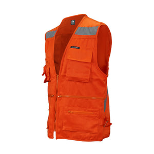 Chaleco Geólogo Black Wolf Gabardina con Reflectante Naranjo
