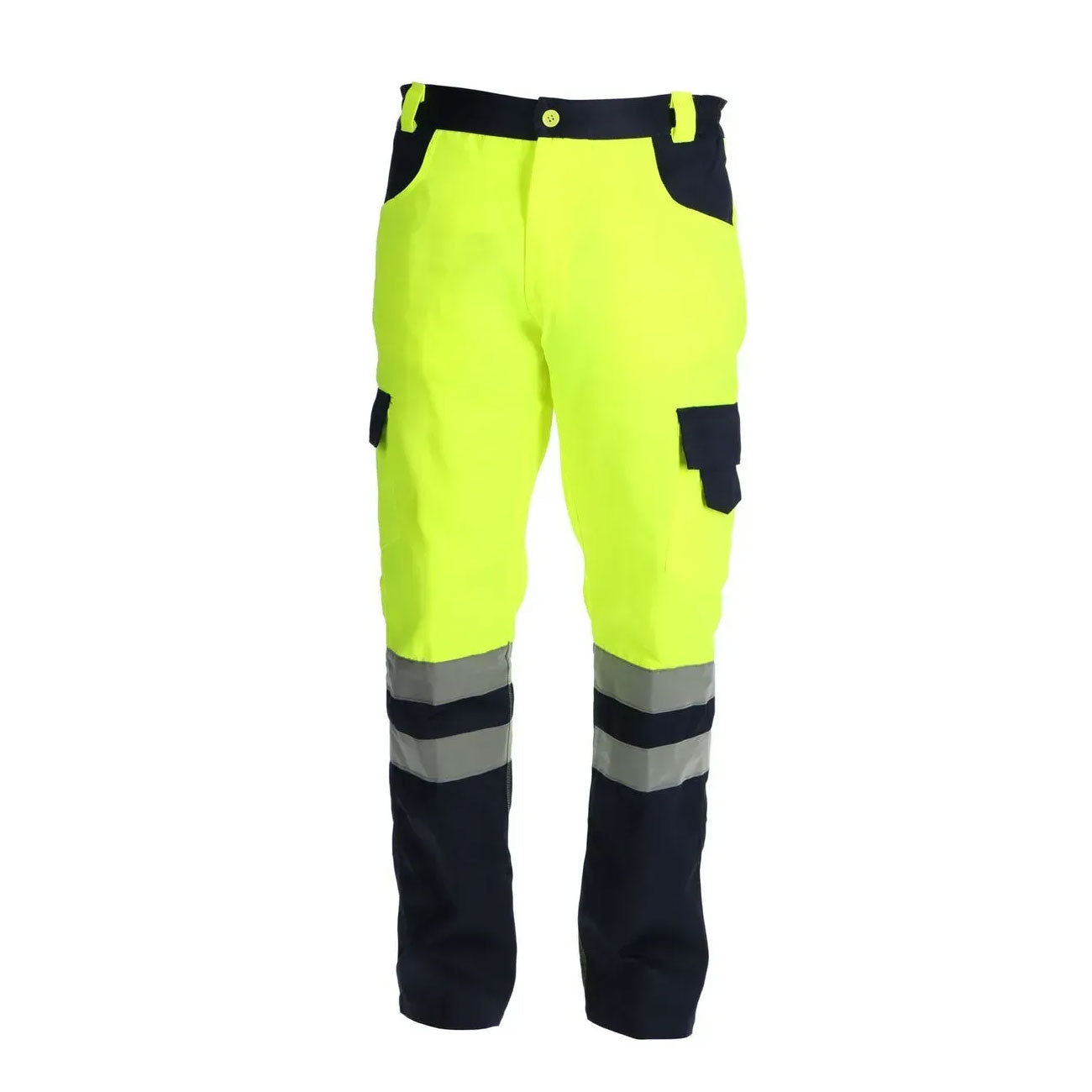 Pantalon Maritex Bicolor Gabardina Azul/Amarillo Fluor