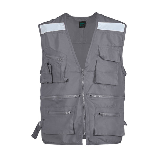 Chaleco Geólogo Greenway Poplin con Reflectante Gris