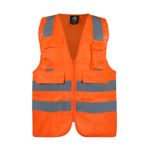Chaleco geólogo alta visibilidad supervisor con bolsillos naranjo