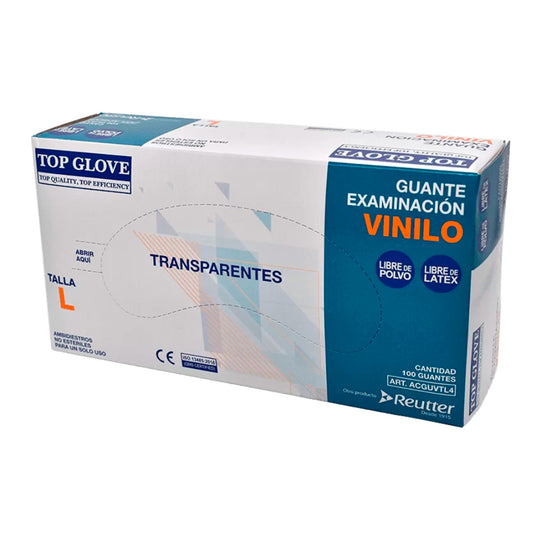 Guantes de Seguridad Top Glove Vinilo Libre de Polvo - 100 unidades
