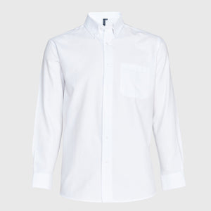 Camisa Jayson Oxford Manga Larga Bolsillo Pegado Blanca