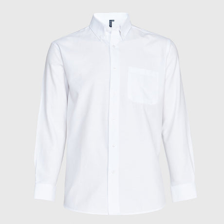 Camisa Jayson Oxford Manga Larga Bolsillo Pegado Blanca