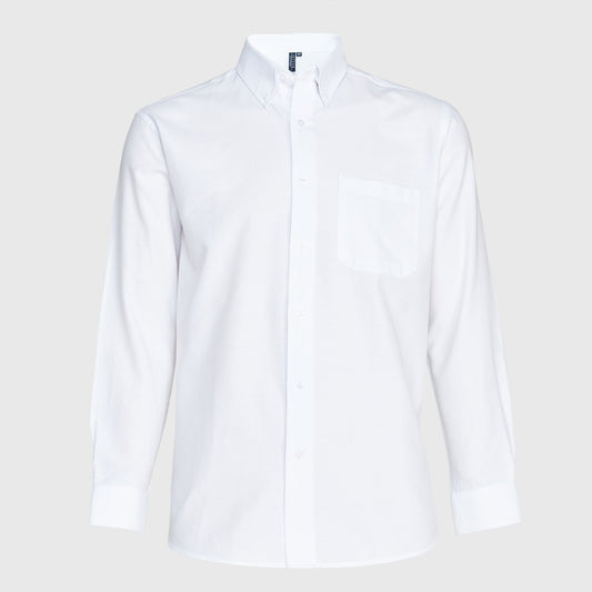 Camisa Jayson Oxford Manga Larga Bolsillo Pegado Blanca