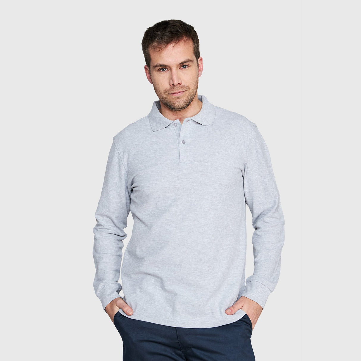 Polera Jayson Pique Manga Larga 80/20 Gris