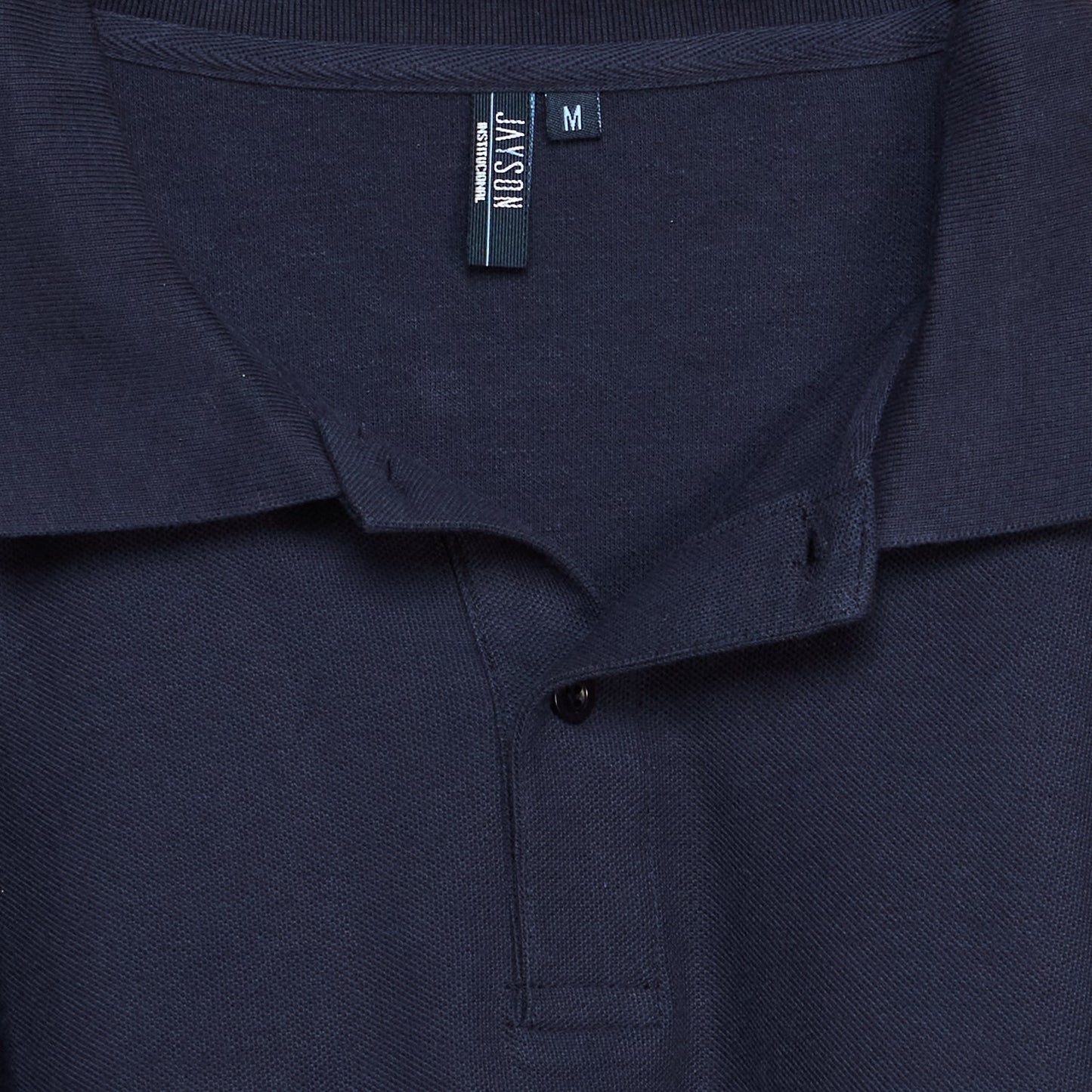 Polera Jayson Pique Manga Larga 80/20 Azul Marino