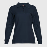 Polera Jayson Pique Manga Larga Mujer 80/20 Azul Marino