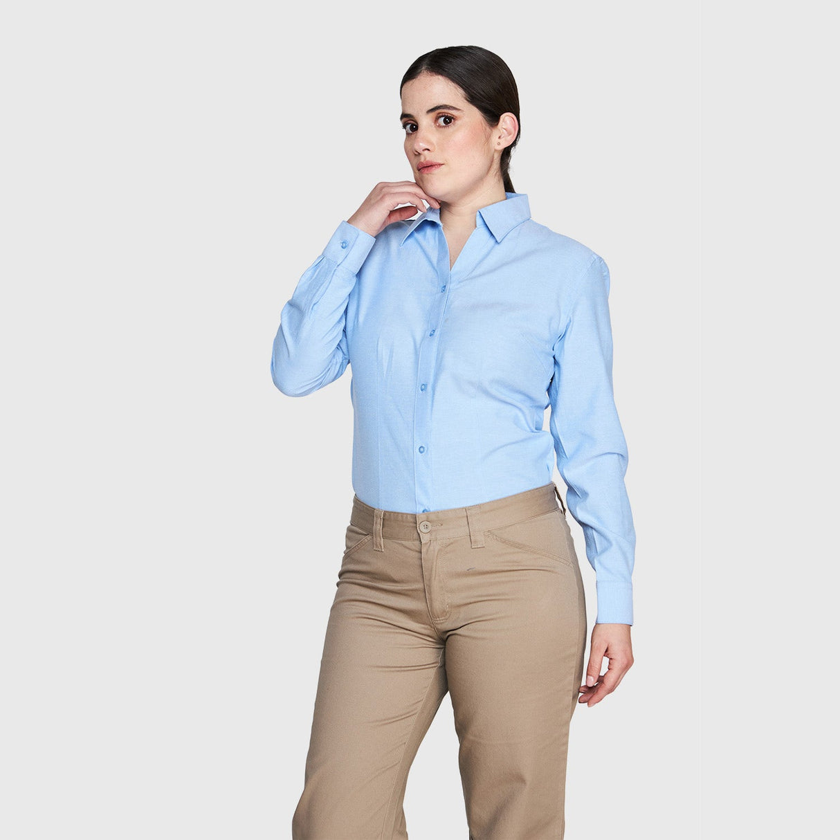Blusa Jayson Oxf Manga Larga 60/40 Celeste