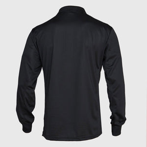 Polera Jayson Dry Fit Cuello Camisero Manga Larga Negro