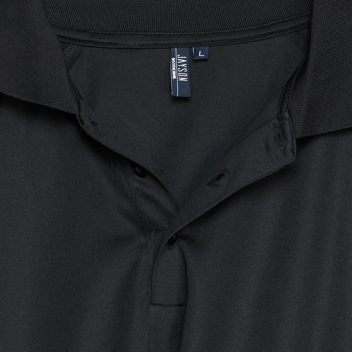 Polera Jayson Dry Fit Cuello Camisero Manga Larga Negro