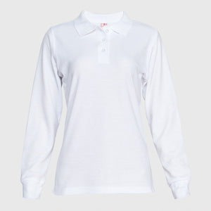 Polera Jayson Pique Manga Larga Mujer Blanca