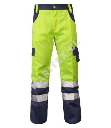 Pantalon Maritex Bicolor Gabardina Azul/Amarillo Fluor