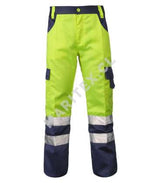 Pantalon Maritex Bicolor Gabardina Azul/Amarillo Fluor