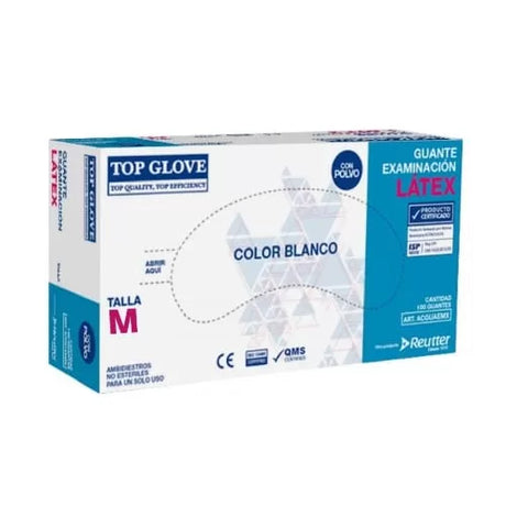 Guante de Seguridad Top Glove Ex.Latex L/P Blanco Top Glove (100 U)